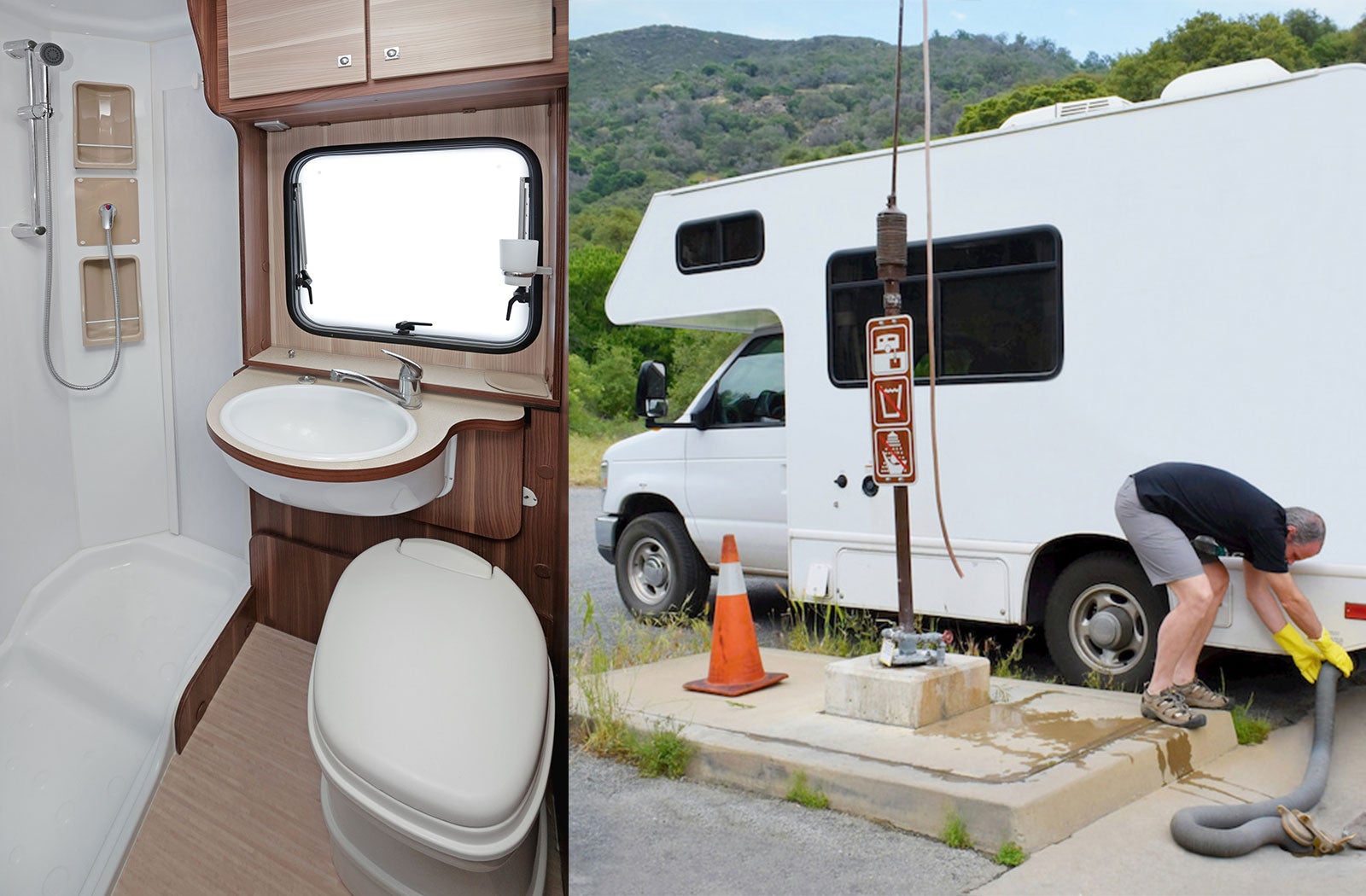 Portable RV/camper toilet and holding tank setup in Rockford, Illinois